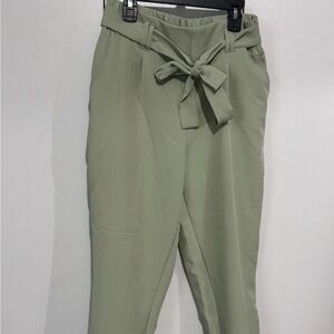 Women's Olive Green Tie-Waist Pants